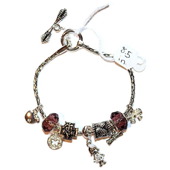 DaVinci Charm Bracelet 8.5" 9 Beads - RN Nurse Nursing School Diploma Silver CZ - Picture 1 of 4